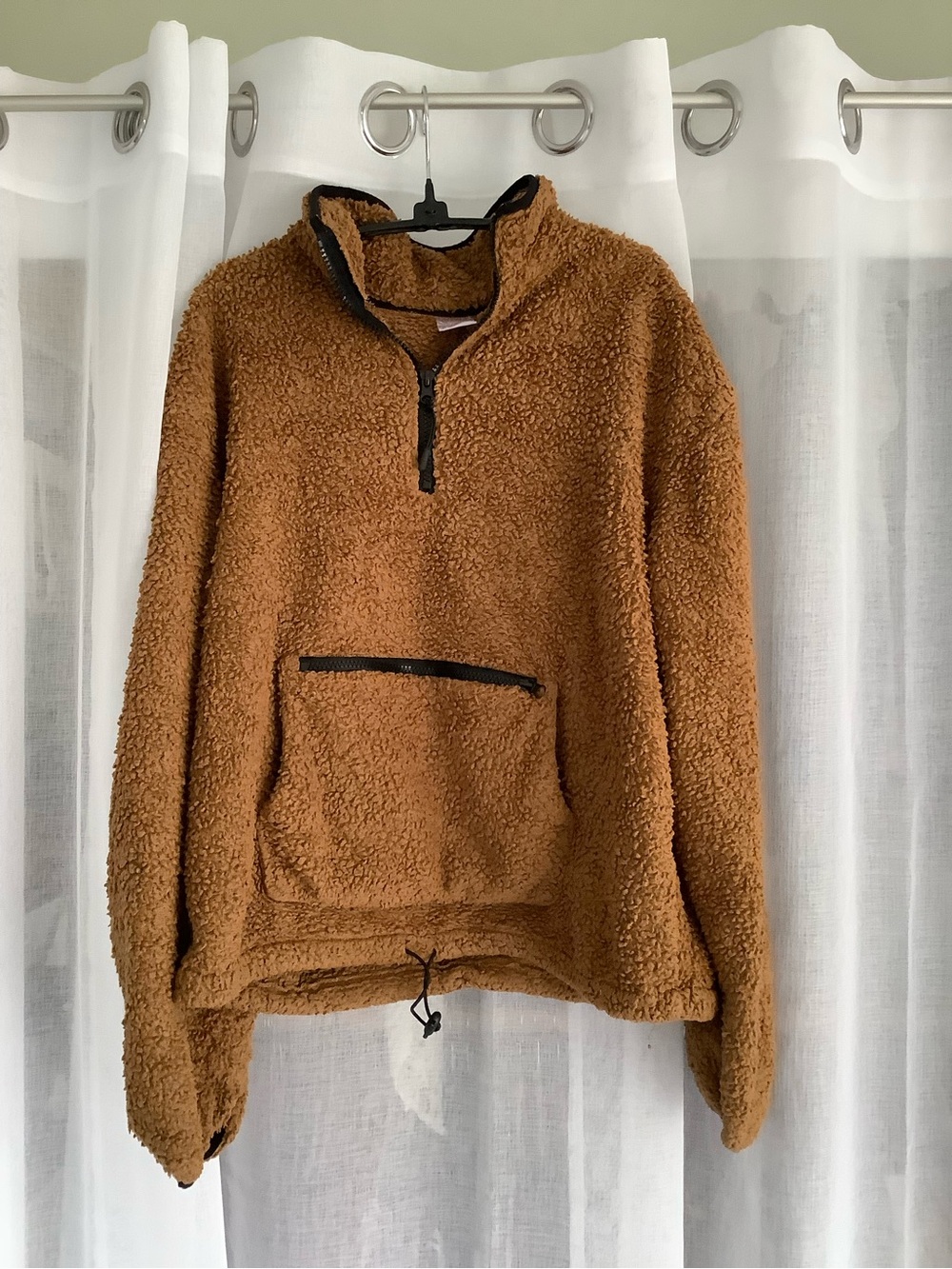 No Boundaries Brown Sherpa Zip-Up Pullover